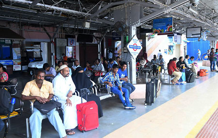 Passengers waiting for train at Thiruvananthapuram Railway Station on August 28