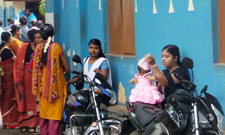 Women voters at a polling booth in Thiruvananthapuram