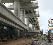 Construction of Kochi Metro Rail station at Edappally