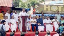 Chief Minister Pinarai Vijayan speaking during the satyagrarha in front of RBI office in Thiruvananthapuram on Friday