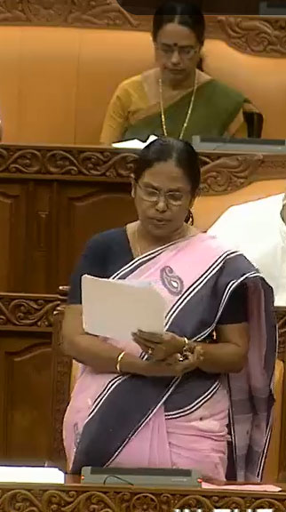 Health Minister K. K. Shylaja replying to notice for adjournment motion