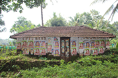 This may the biggest display of posters in the panchayat This may the biggest display of posters in the panchayat