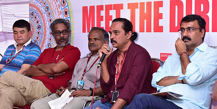 Kazak actor Aikyn Kalykov, Director P S Manu, Producer P V Gangadharan, Directors Jayaraj and V K Prakash (Left to right)