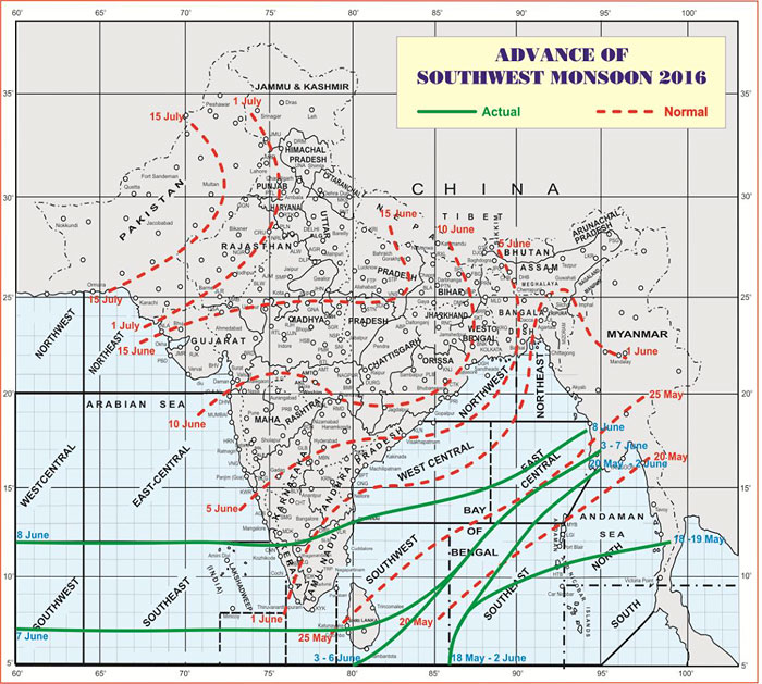 Advance of Monsoon 2016: Source IMD Advance of Monsoon 2016: Source IMD